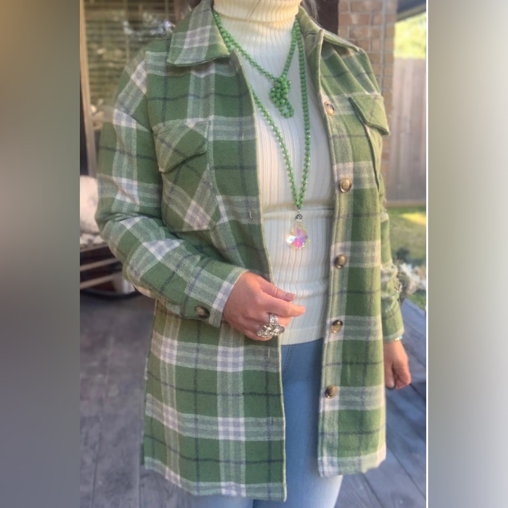 Hem & Thread Olive Plaid Wool Blend Jacket Shacket NEW NWT